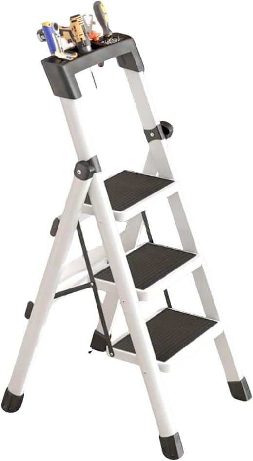 Multi-Purpose Metal Step Ladder for Indoor & Outdoor Use - Herringbone Design