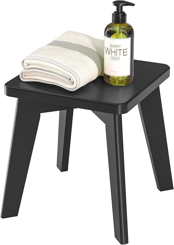 Shower Stool for Shaving Legs Kids Adults Small Bench for Bathroom Sink Bedroom Bamboo Wooden Stool