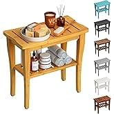 ZEONHAK 2 Pack Bamboo Step Stool, Bamboo Shower Bench, Bamboo Foot