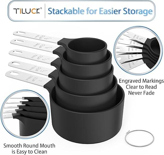 TILUCK Measuring Cups & Spoons Set, Stackable Cups and Spoons - Image 2