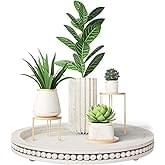 Hanobe Candle Plate Holder Tray: Round Wooden Decorative Candle Plate Small Farmhouse Table Centerpiece - Image 2