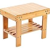 ZEONHAK 2 Pack Bamboo Step Stool, Bamboo Shower Bench, Bamboo Foot - Image 2