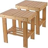ZEONHAK 2 Pack Bamboo Step Stool, Bamboo Shower Bench, Bamboo Foot - Image 4